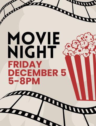  Flier with text and a popcorn bucket